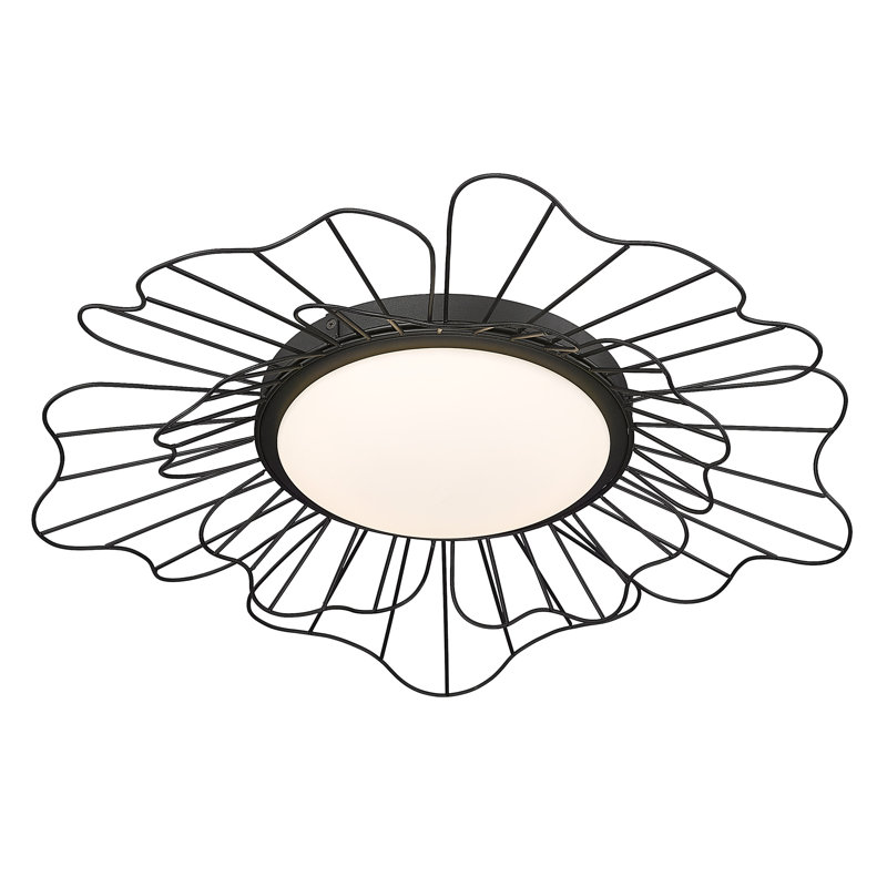 Plafonnier encastré 1 lumière 23,62 po Desmine, Noir naturel