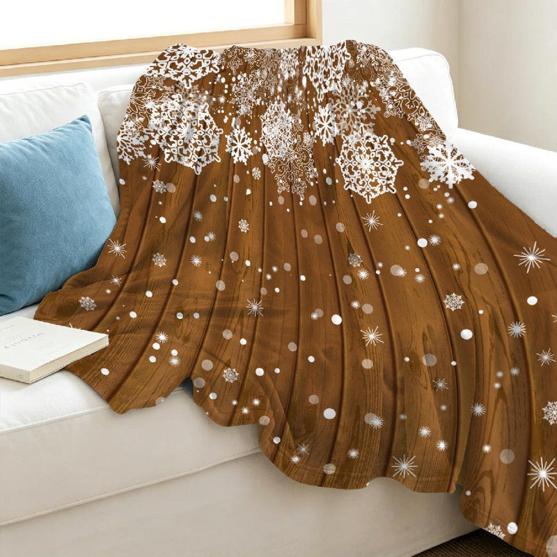 Jeté en flanelle transparente ultra douce, flocons de neige tombant sur un seul côté, Jeté 40 po x 50 po