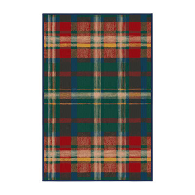 Washable Plaid Patterns Farm Area Rug