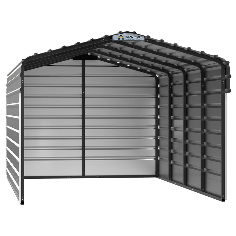 Steel Carport With 3 Wall Kits, 10X20X07, White