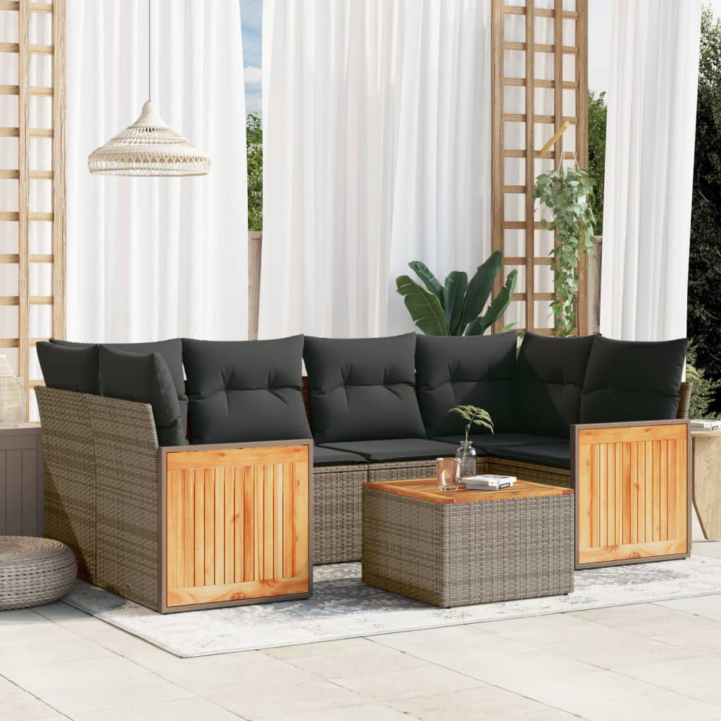 Vidaxl 7-Tlg. Garten-Sofagarnitur Mit Kissen Beige Poly Rattan