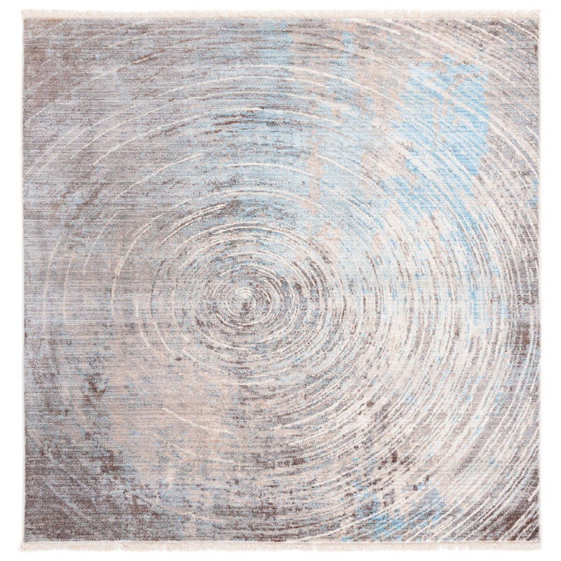 Vintage Persian Performance Abstract Rug, Square 5'