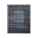 Rug & Kilim’S Distressed Scandinavian Rug In Blue Geometric Pattern