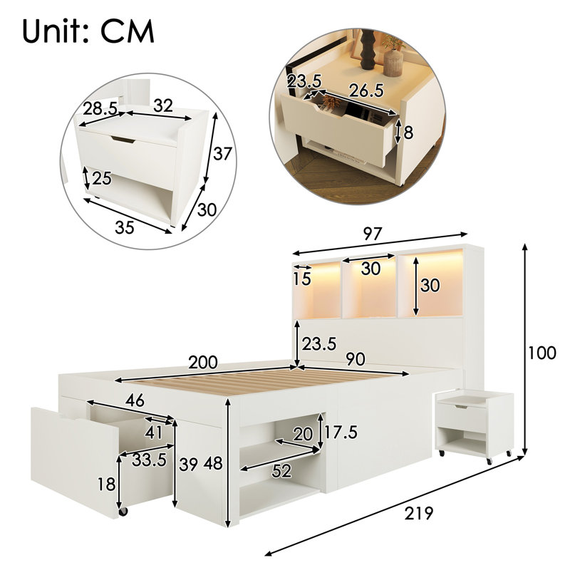 Bed, 90cm*200cm