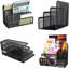 Black 2-Pack Metal Mesh Magazine Holder (2-Compartment Desktop File Organizer)