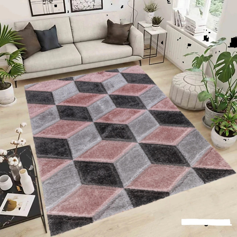 Modern Large Shaggy Rug Hallway Living Room Area Rug Bedroom Carpet Mat, Rectangle 120 x 170 cm