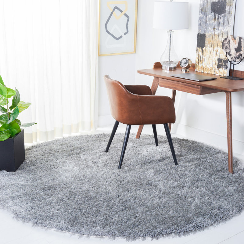 Delane Abstract Handmade Tufted Gray Area Rug, Round 7'