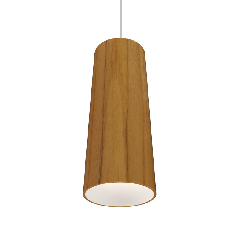 Luminaire suspendu cylindrique 1 lumière, Teck