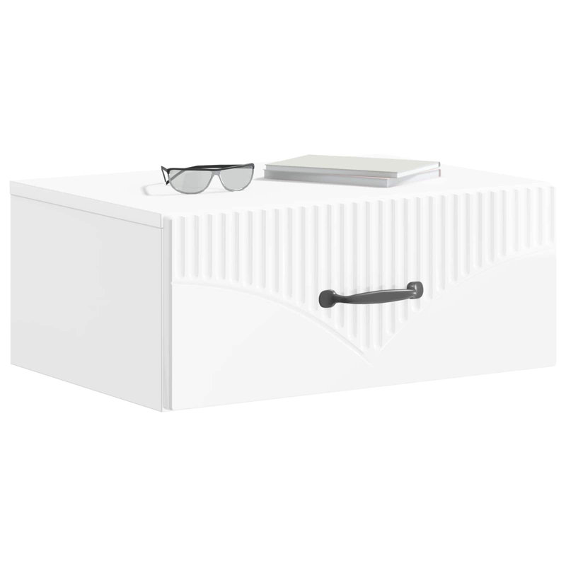 49cm W Manufactured Wood Bedside Table, High Gloss White
