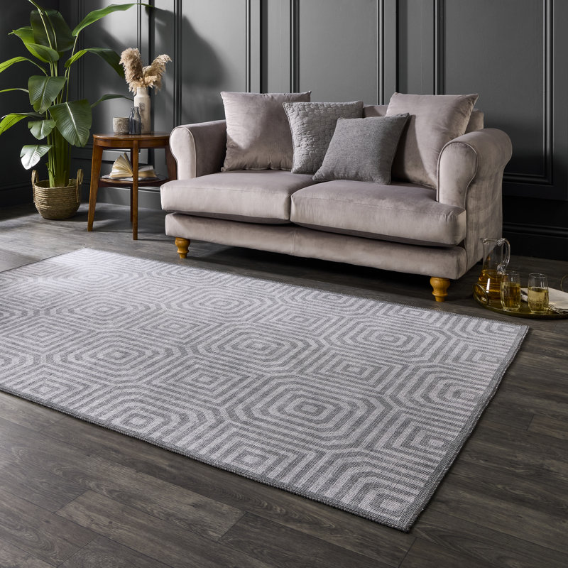 Geometric Digitally Printed 100% Polyester Area Rug, Rectangle 185 x 290 cm