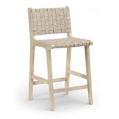 Entwine Beige Vegan Leather Upholstered Counter Stool
