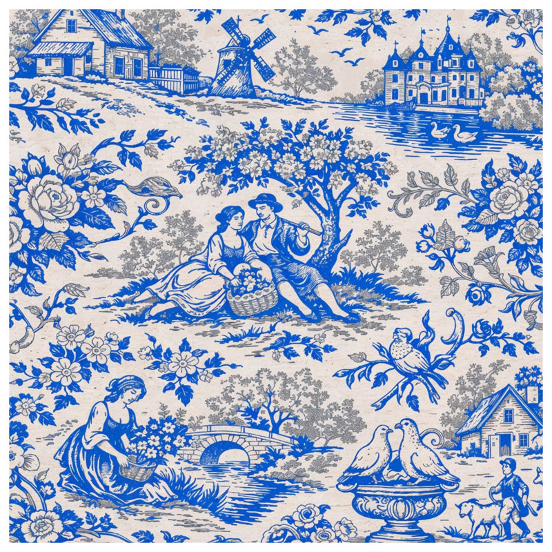 Rideaux de fenêtre Blue Toile, 50" x 92" - 1 Panel, Sheer