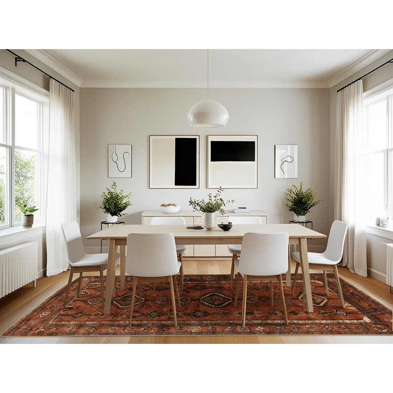Machine Washable Persian Brown Area Rug, Rectangle 7' x 10'