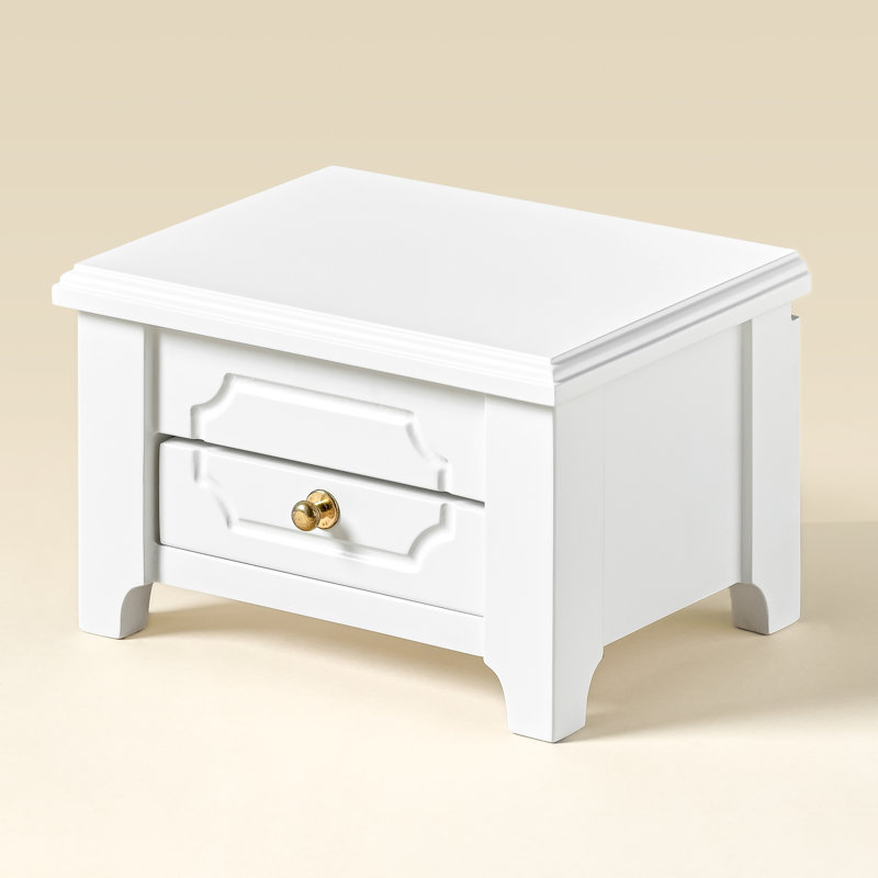 Boîte à bijoux en bois manufacturé Melody +, Blanc, H 5,5 po x l 9,3 po x P 6,3 po