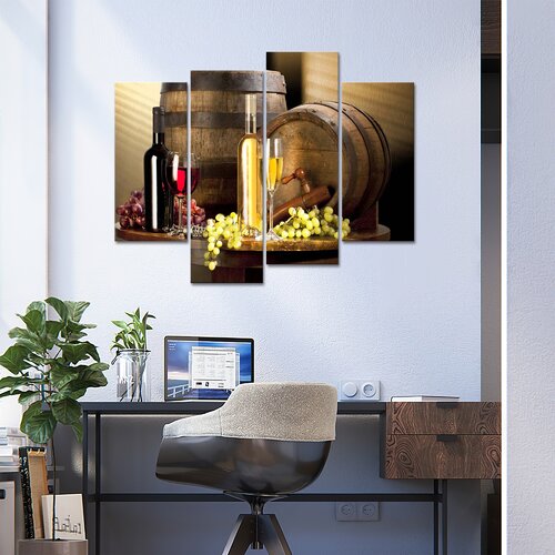 Latitude Run® 4 Panel Various Wine With Grape Wall Art For Kitchen ...