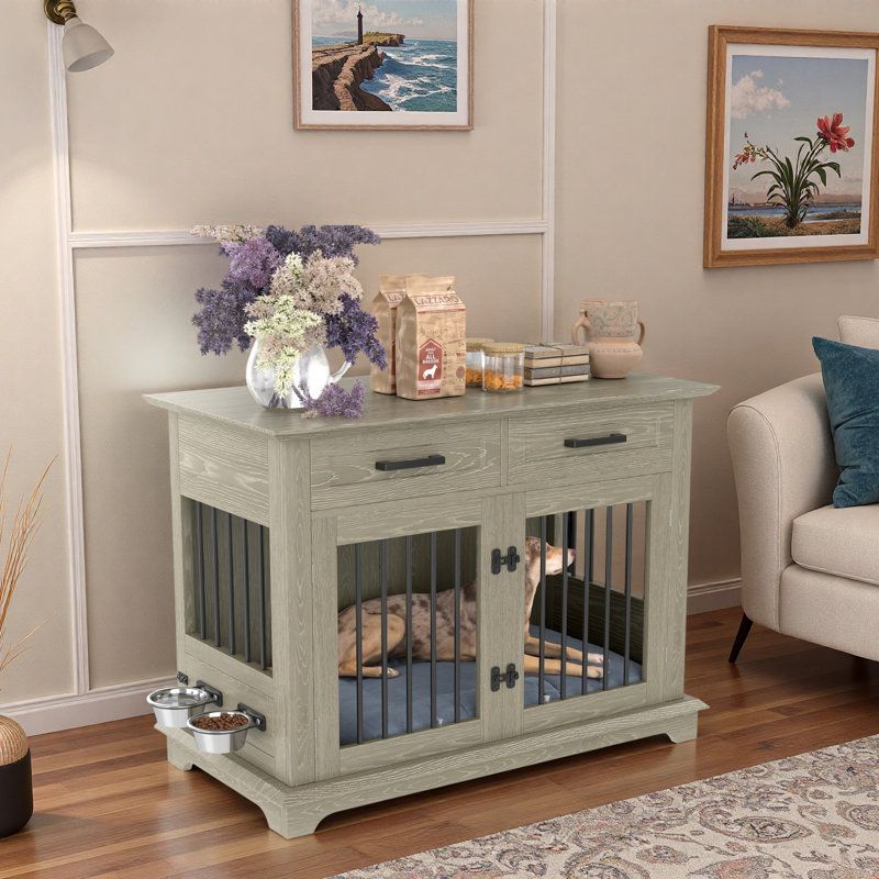 44.48" Large Dog Crate Furniture, Gray