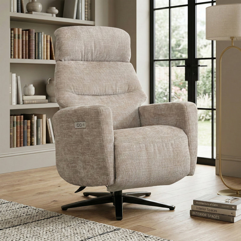 Chandani 68cm Wide Swivel Standard Recliner, Beige