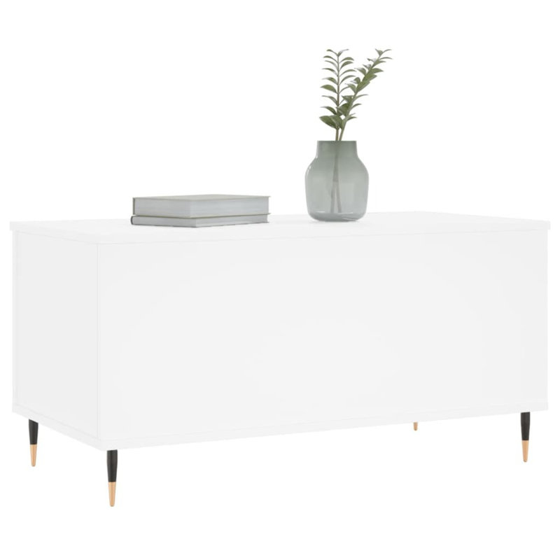 Dumond Coffee Table 90x44.5x45 cm Engineered Wood, White, 45cm H x 90cm L x 44.5cm W