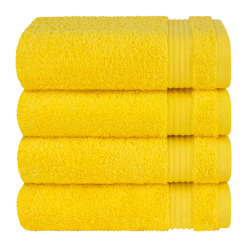 100% Cotton Turkish  Hand Towel Set, 4 Piece Soft, Absorbent Hand Face Towels, Yellow