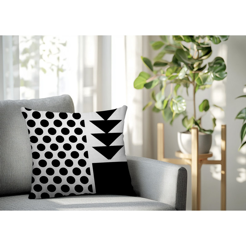 Oreiller carré réversible intérieur / extérieur Snazzy, Carré 16 po, Noir