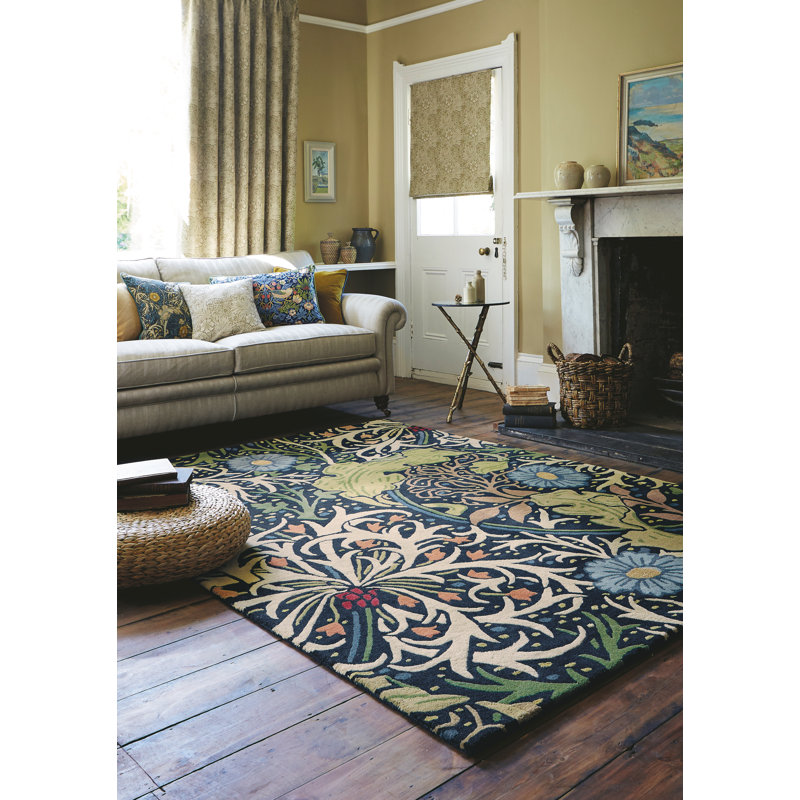 Handmade Wool Floral Area Rug, Rectangle 9' x 12'