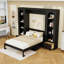 Grand lit escamotable avec tablettes de rangement, DEL, armoires latérales et tiroirs-1748193481