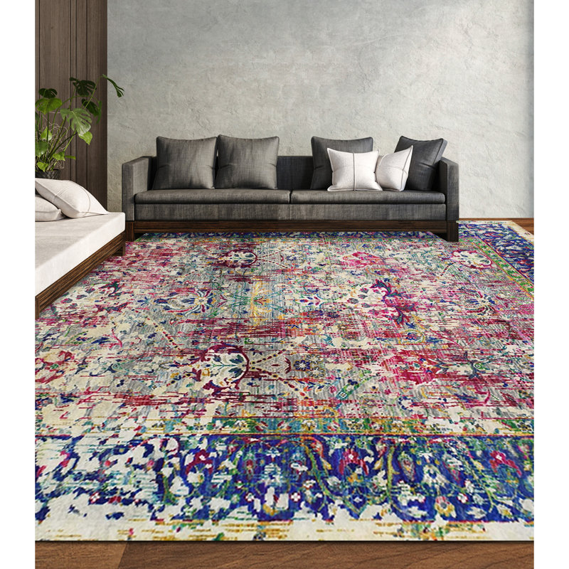 Canterbury Hand Woven Silk and Wool Oriental Area Rug, Rectangle 6' x 9'
