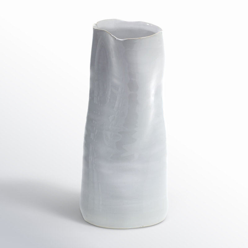 Livinia Handmade Ceramic Table Vase, White, 9" H x 4.25" W x 4.25" D