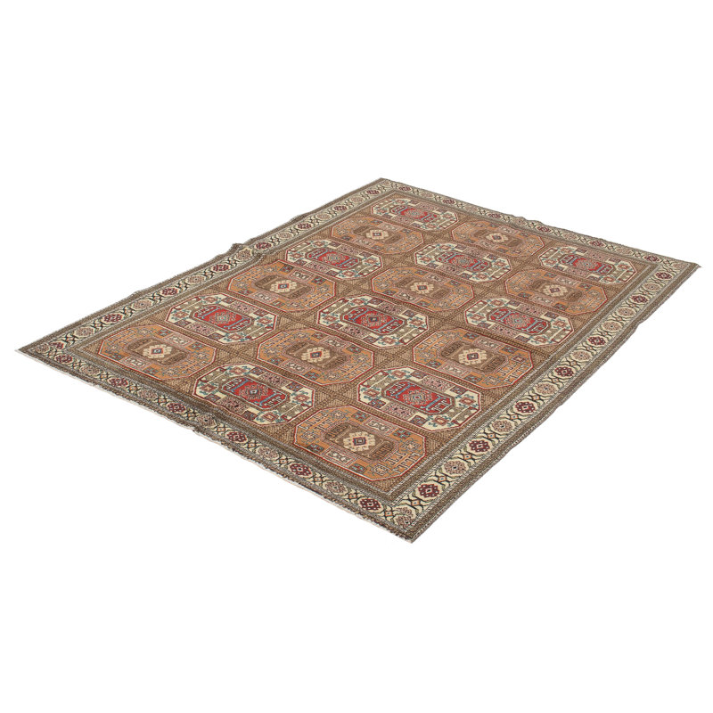 Rozier One-of-a-Kind Rectangle 6'4" X 8'10" 1990s Wool Area Rug in Brown/Beige/Red