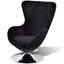 Fauteuil pivotant rétro, noir, base pivotante argentée