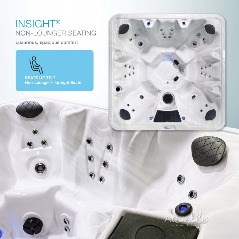 Insight 7-Person 34-Jet Acrylic Non-Lounger Hot Tub Spa with Ozonator, LED Lighting and Ice Bucket, Espresso