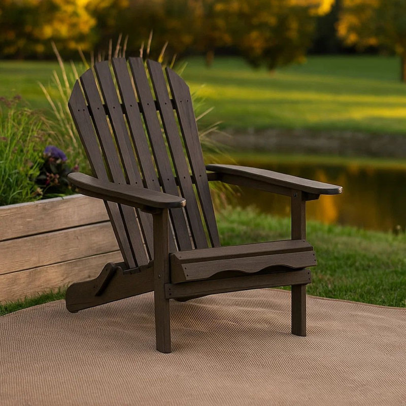 Chaise Adirondack d'extérieur Geli, dossier à lattes, bois, Gris patiné