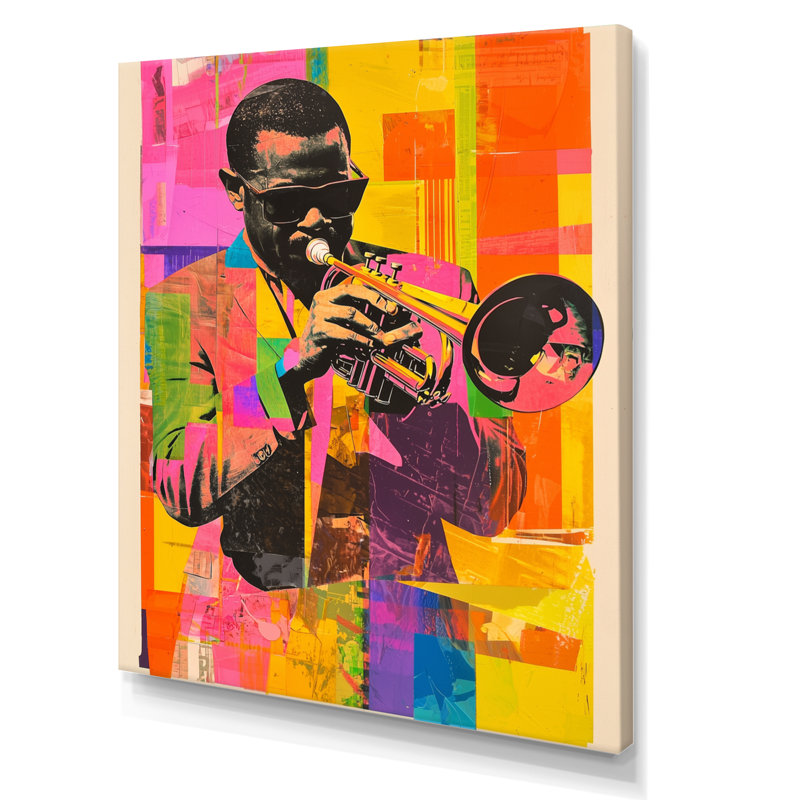 «Jazz Trumpeter In The Spotlight I», impression d'art mural, H 40 po x l 30 po, Toile tendue, Ne s’applique pas