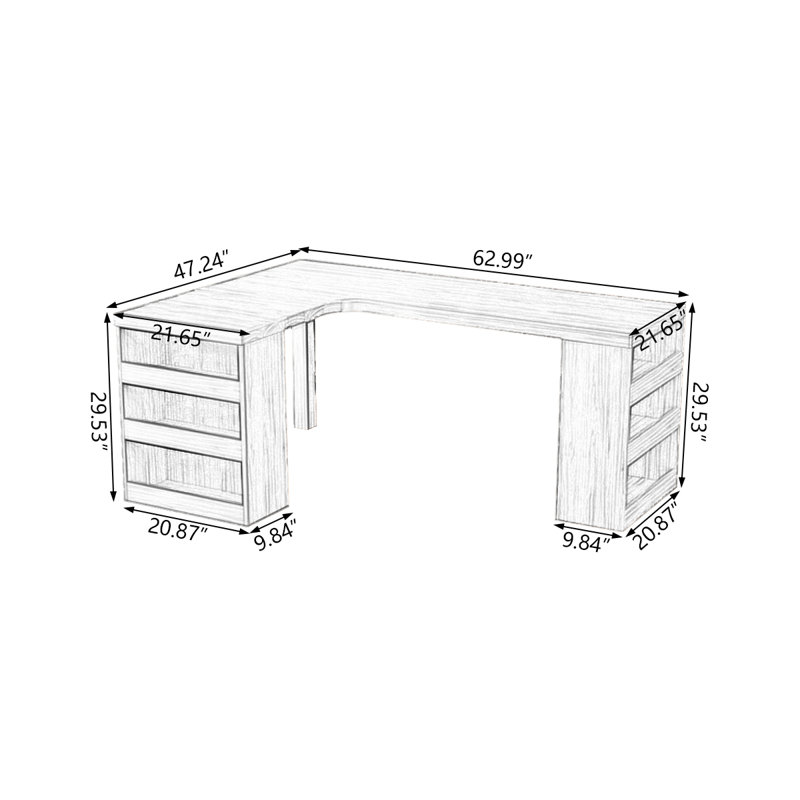 Bureaux rectangulaires en bois massif brun clair, H 29,53 po x l 62,99 po x P 47,24 po, Retour à gauche
