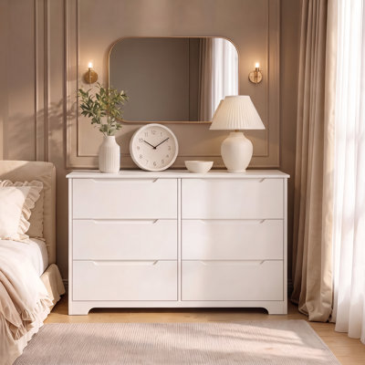 48" W 6-Drawer Double Dresser,White Dresser