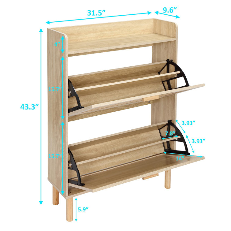 Wooden 16 Shoes Two Row Shoe Rack With Storage in Benin City - Furniture,  Jj Jejelife