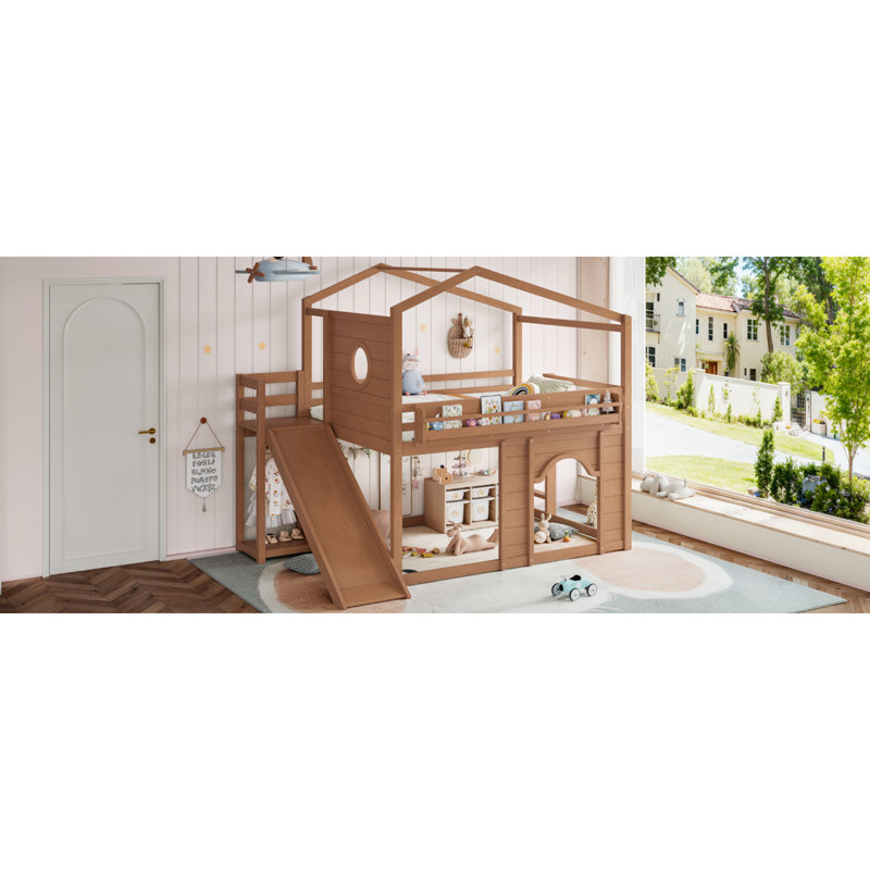 Lits multifonctionnels avec rangement, loft double en bois aggloméré pour la maison des enfants