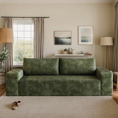 Boneless Corduroy Boneless Couch, Compression Sofa with 2 Throw Pillows, No Assembly Required, Comfy Loveseat Sofa in a Box, Deep Seat, Modern Couches for Living Room