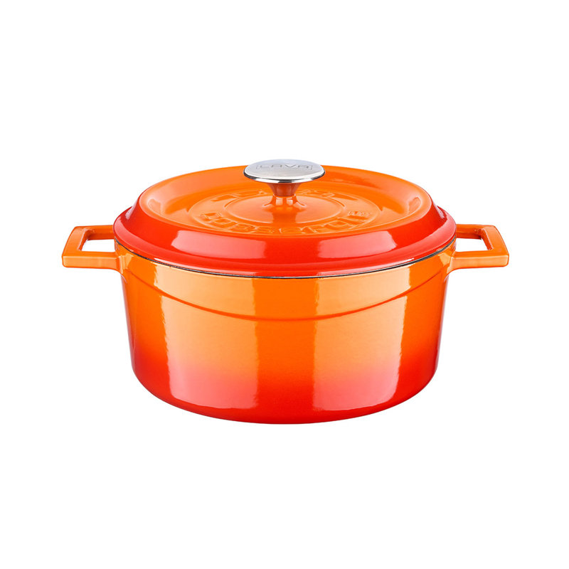 Cocotte en fonte émaillée lave 4,75 pte Série Round Edition avec couvercle tendance, Orange
