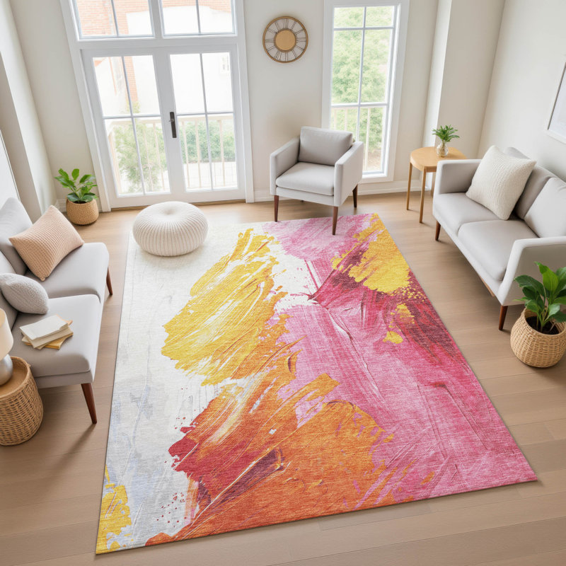 Premium Machine Washable Mayfield AMF1843 Abstract Rug, Rectangle 2'6" x 3'10"