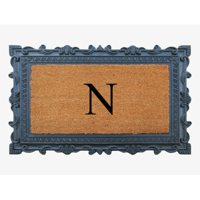 A1HC First Impression Carson Rubber and Coir Doormat Monogrammed Mat 24" X 36"