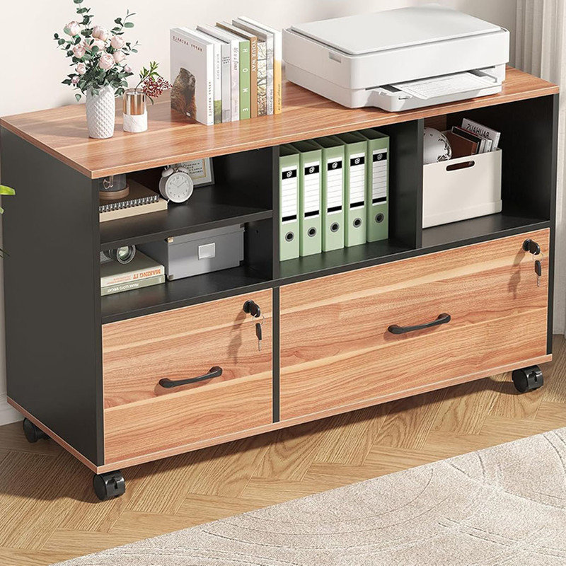 Vertical Filing Cabinet with Lock & Large Drawer, Modern File Cabinet with Charging Station and Adjustable Shelf, fits Letter/A4/Legal Size, Rustic Brown