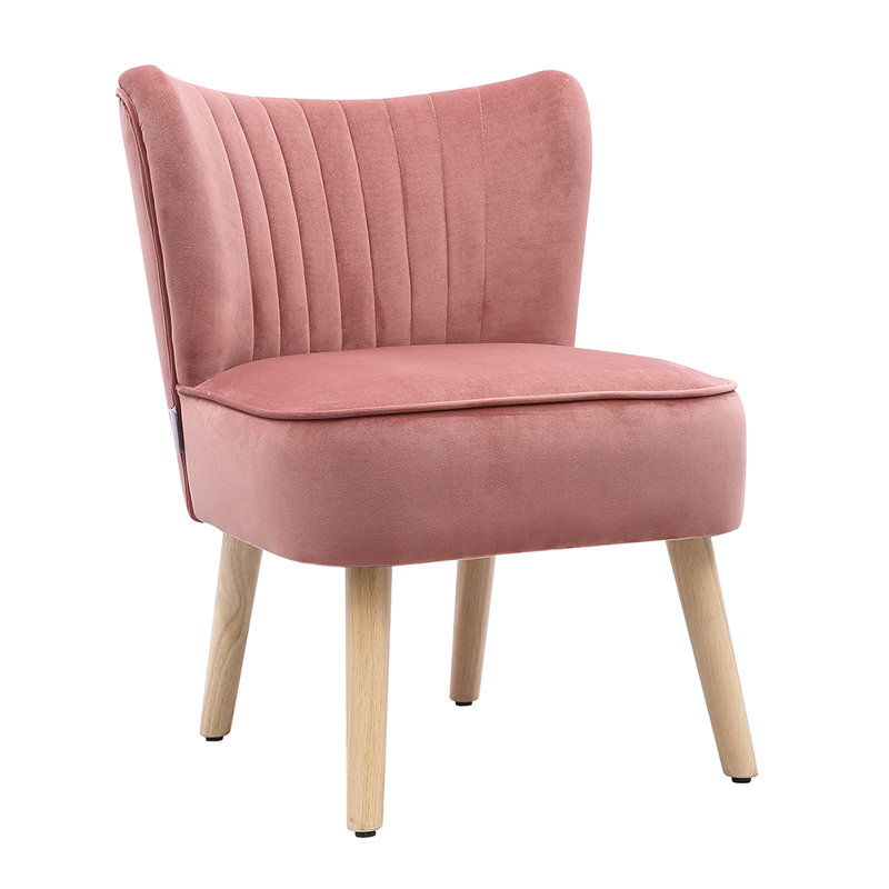 Genibrel Velvet Slipper Chair, Smoky Pink
