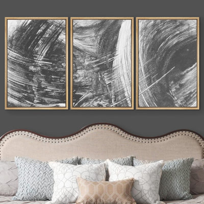Impression sur toile, tourbillons de peinture, formes abstraites, art numérique, bohème moderne, détente sur toile, 3 pièces