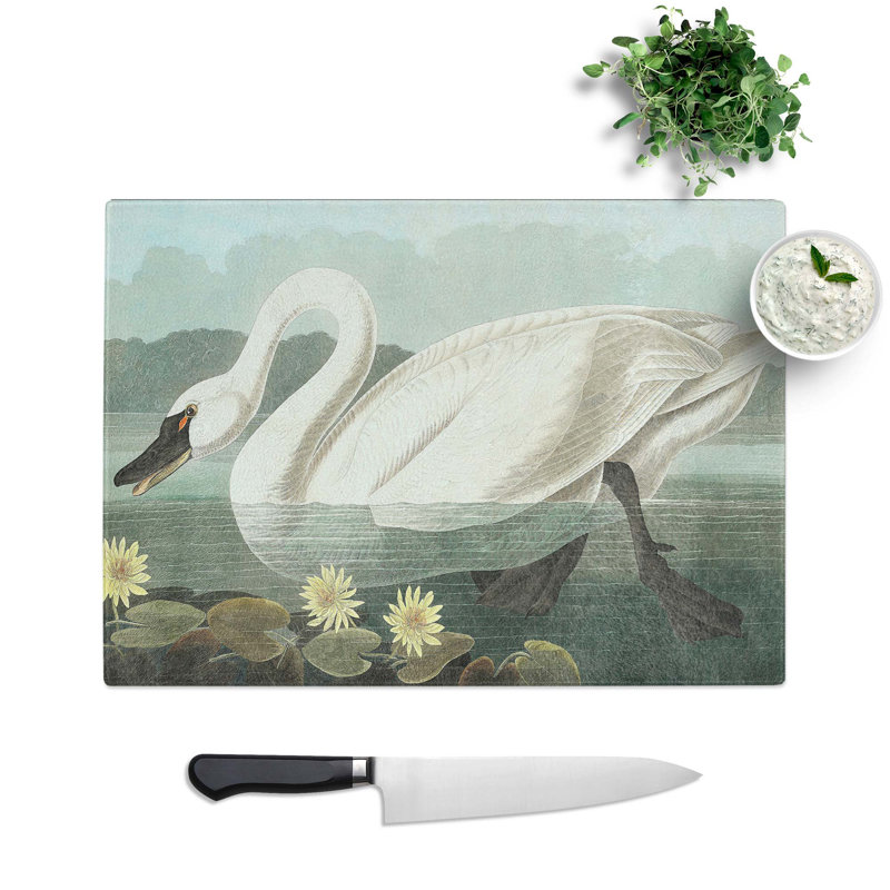 Tempered Glass American Swan Chopping Board, 39 cm W x 28.5 cm L