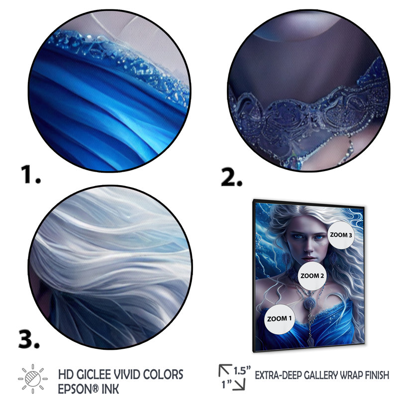 «Silver Ice and Blue Archangel II», impression sur toile, Cadre photo noir, H 32 po x l 16 po x P 1 po