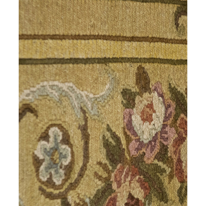 Tapis vert clair / brun / beige noué à la main de haute qualité