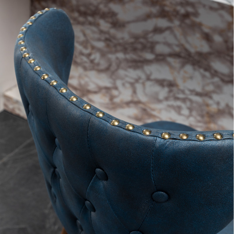 Tabouret de bar et de comptoir Caralie, Bleu, Tabouret de comptoir (siège d'une hauteur de 24,5