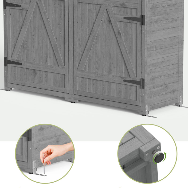 4 ft. 7 in. W x 1 ft. 5 in. D Solid Wood Vertical Tool Shed, Gray