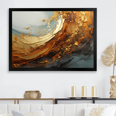 «Gold Teal», impression sur toile, spirales abstraites